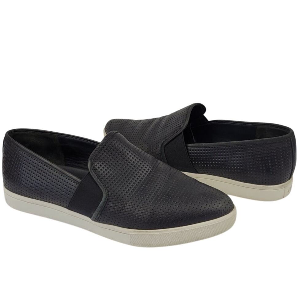 Vince Leather Pointed Toe Slip On Sneakers Black Size 7